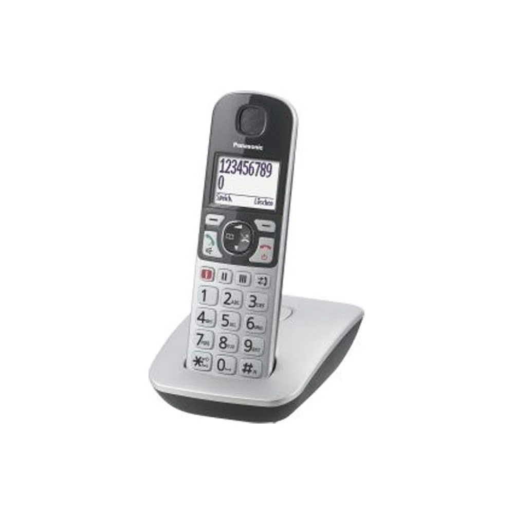 Panasonic KX-TGE510GS DECT Seniorentelefon mit Notruf (Großtastentelefon, schnurlos, extra Lautstärke, hörgerätekompatibel, Eco-Plus) Silber-schwarz