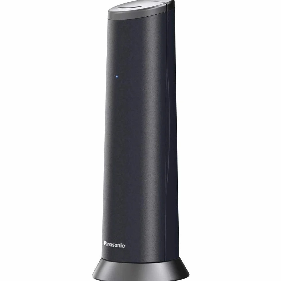 Panasonic KX-TGK220GM Design-Schnurlostelefon mit Anrufbeantworter, Station & Hörer, Freisprecheinrichtung, weißes LCD, Blockierung störender Anrufe, Hörer-Magnet, matt-schwarz