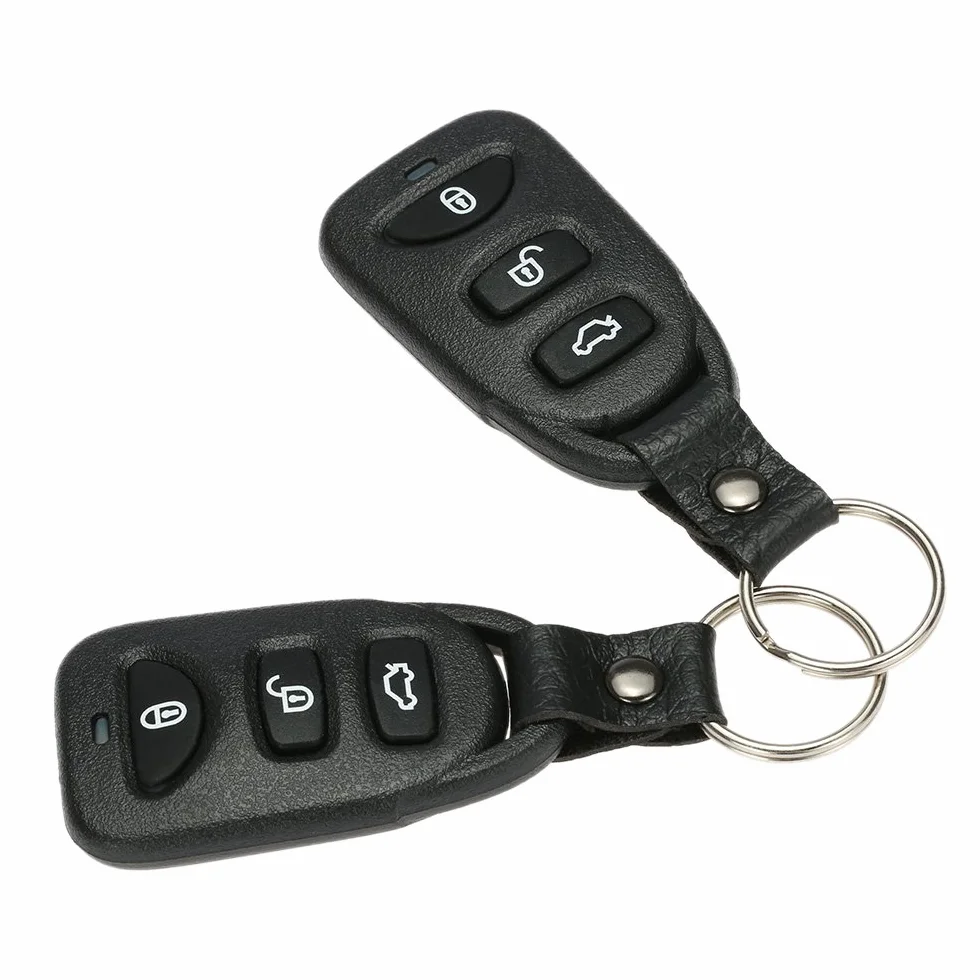 Geevorks Universal-Autotürschloss, 12 V, schlüsselloses Zugangssystem mit 2 Fernbedienungen, Auto-Power-Türschloss, Fernbedienung, Zentralverriegelung, Schwarz, 4 Stück