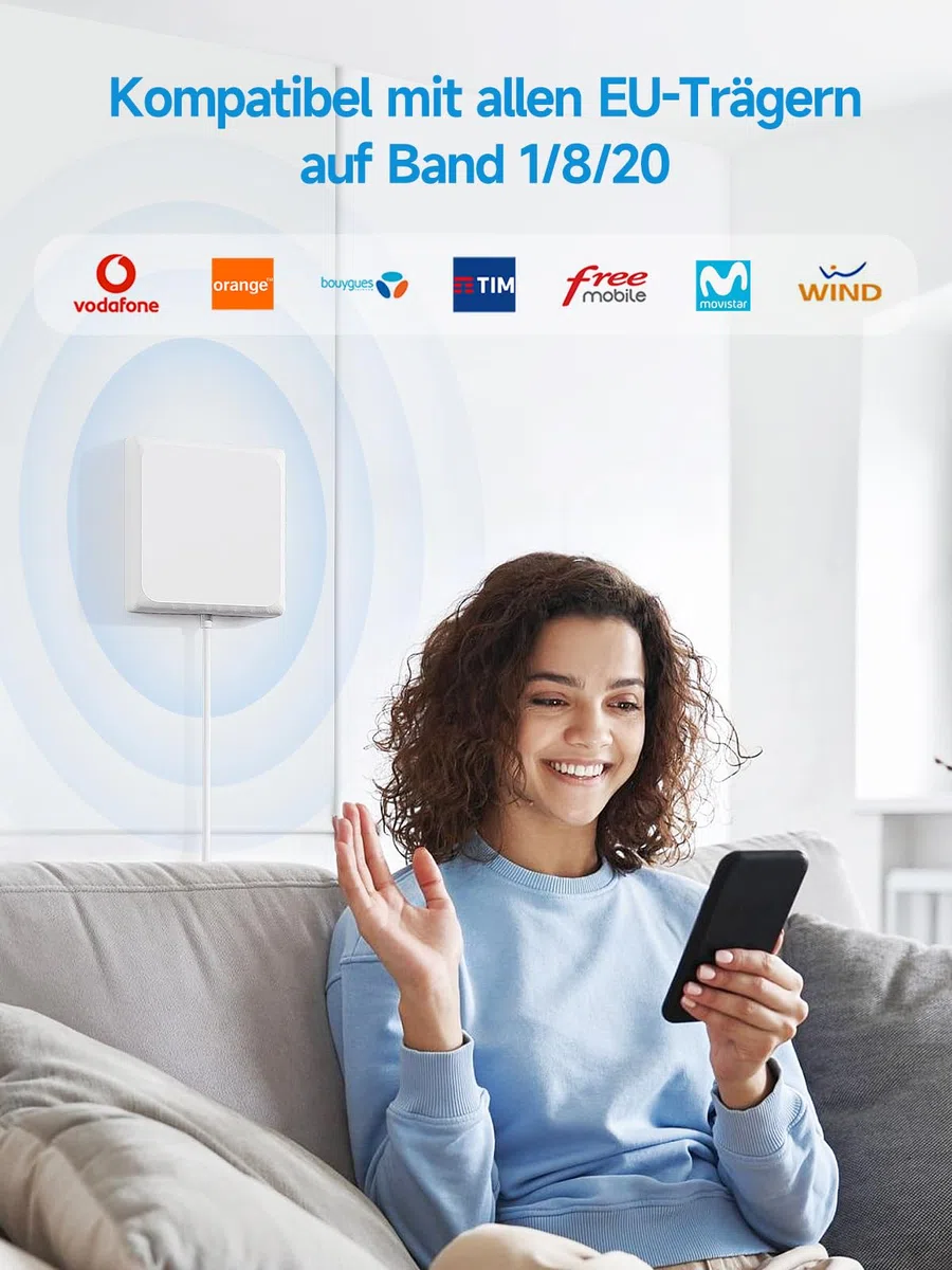 Handy Signalverstärker Triband-Repeater Verstärker Alle Netze LTE GSM 3G 4G 800MHz 900MHz 2100MHz EGSM WCDMA UMTS Verstärker Sprachanruf und Daten für Multi Mobile Netzwerkanbieter