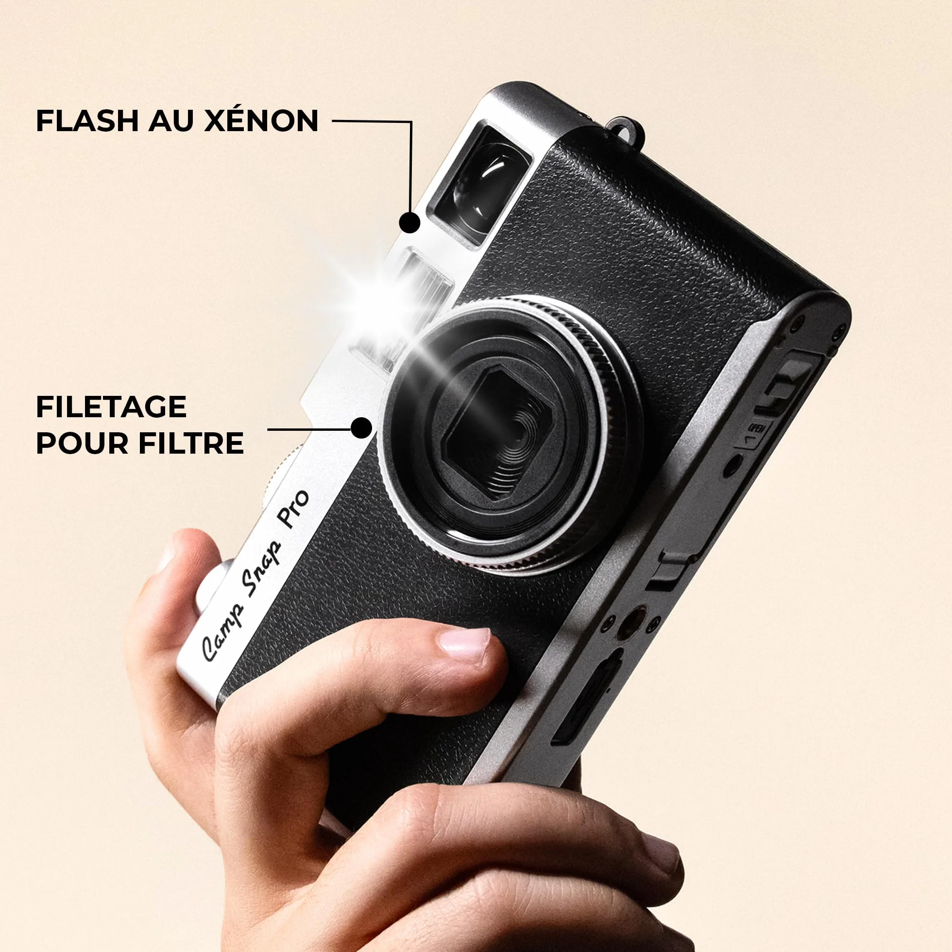 Camp Snap Classic Sofortkamera 16 MP Xenon-Blitz 4 Filter Kamera ohne Bildschirm 4 GB Speicher USB-C-Akku Digitalkamera kompakt
