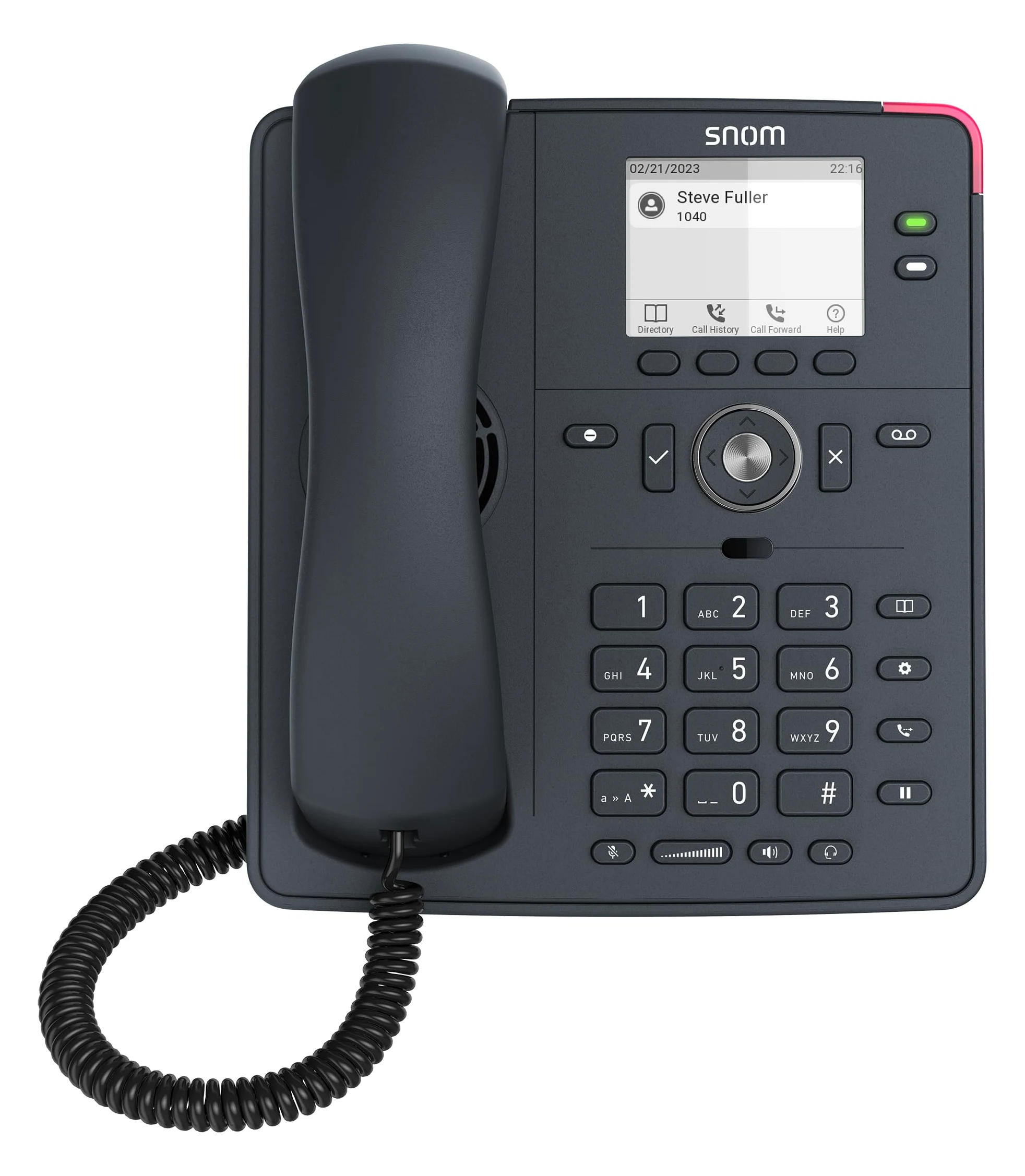 Snom D150 Schiefergraues IP Desk-Festnetztelefon, 2 SIP-IdentitäTen, Gigabit Ethernet, PoE, 2,8 Graustufen TFT LCD, SmartLabel-Funktionstasten, HD-Audio, FritzFon, Fritzbox Kompatibel