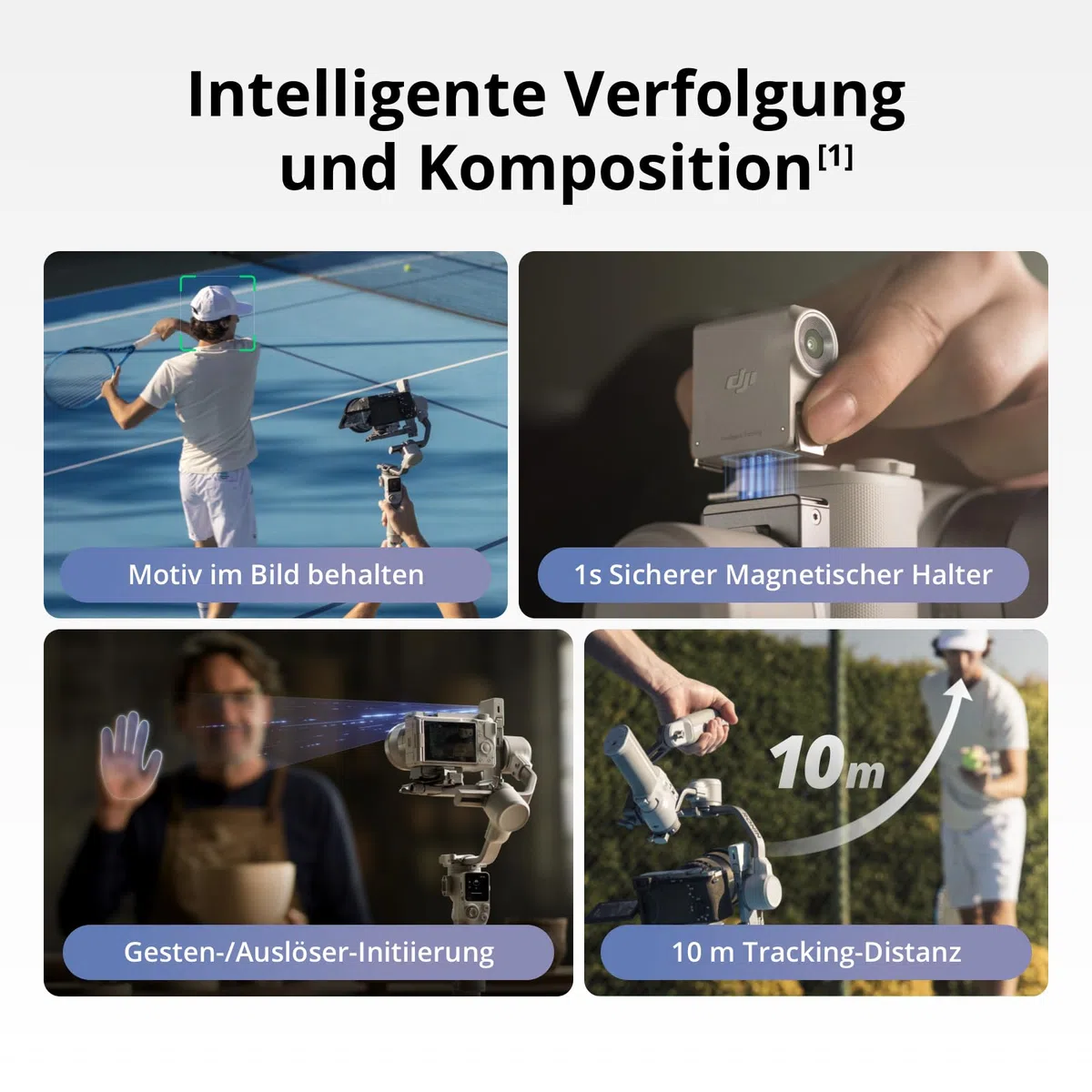 DJI RS 4 Mini Combo, Gimbal Stabilisator, Canon/Sony/Nikon/Fujifilm | Intelligentes Tracking-Modul, Aktentaschengriff, Native vertikale Aufnahmen der 3. Gen., Teflon-verbessertes Balancieren