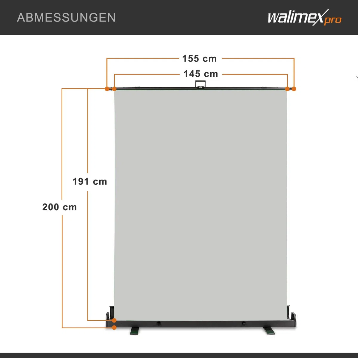 Walimex pro Roll-up Panel Hintergrund grau 155 x 200 cm, Fotohintergrund mit Transportbox, Hintergrundsystem für Fotostudio, knitterfreie Fotoleinwand ideal für Portraits und dezente Lichtakzente