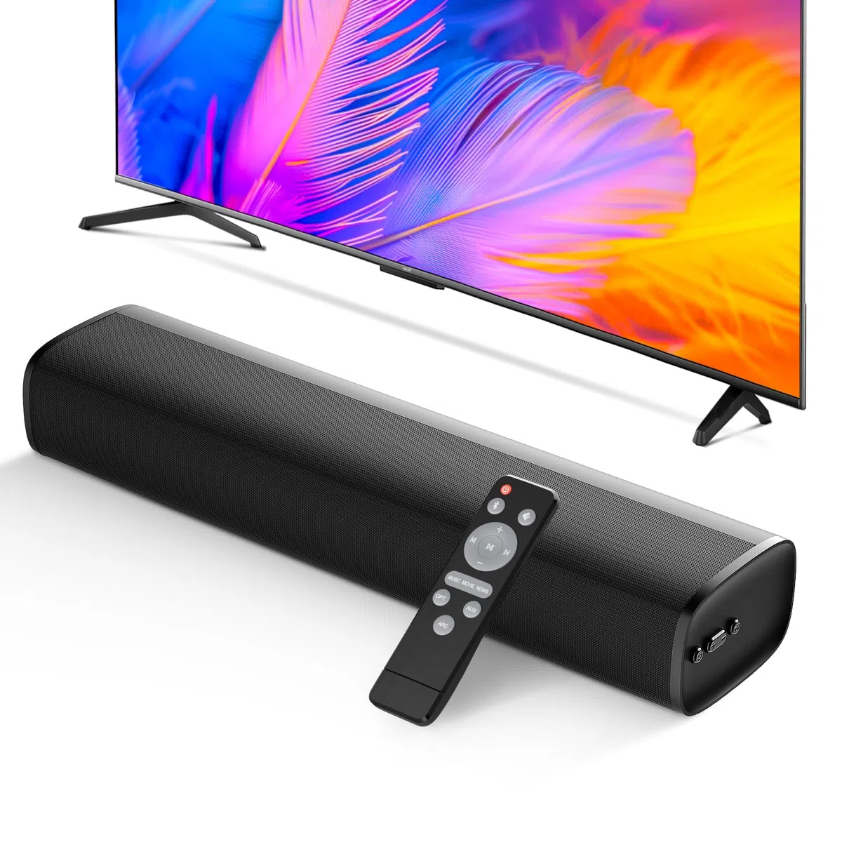 Soundbar for TV, 56W Speakers with Bluetooth 5.3/ARC/Optical/AUX Inputs – Wall Mountable Home Theater Surround Sound System Small Sound Bar for PC/Gaming/Projectors with 3 EQ Modes (Black) 1Pcs