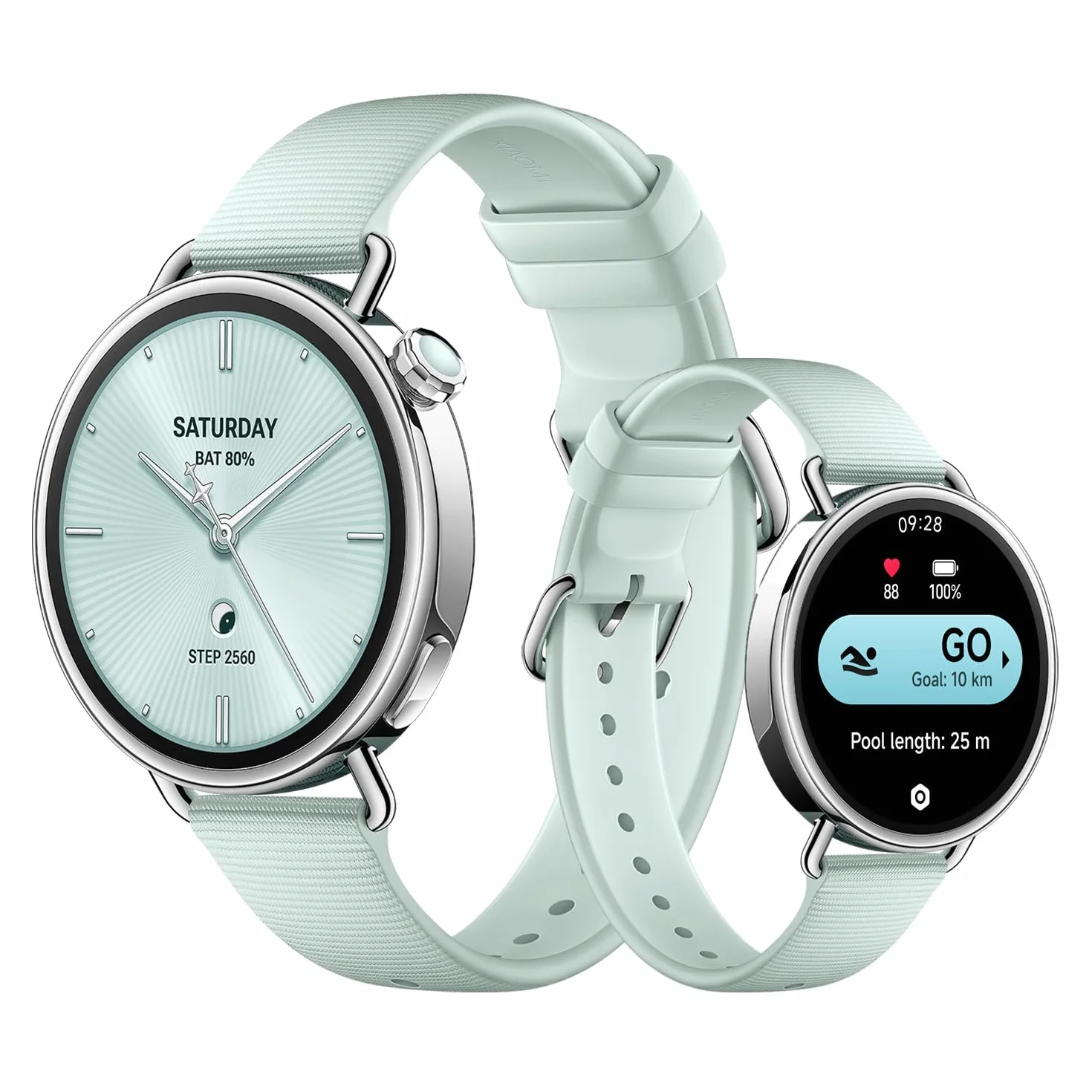 XIAOMI Watch S4 41mm Smartwatch Edelstahlgehäuse Fluorkautschuk-Armband Mintgrün
