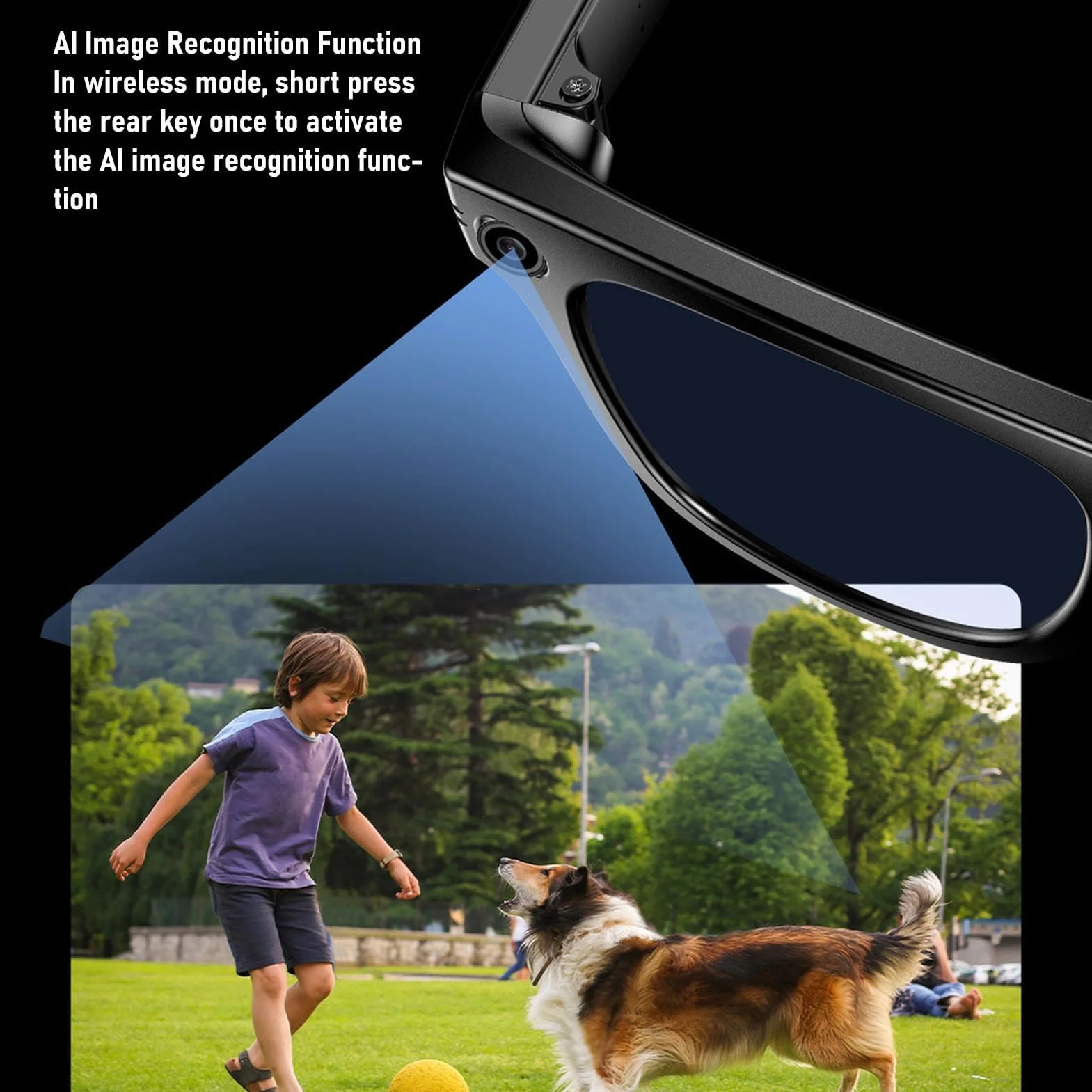 Sxhlseller AI Smart Brille mit Kamera, 1080p Foto Video Aufnahmebrille, Bilderkennung und 25 Sprachen Echtzeitübersetzung, Bluetooth 5.3 Smart Camera für Männer Frauen