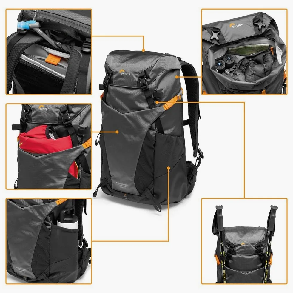 Lowepro PhotoSport BP 24L AW III, Wander Kamerarucksack für Spiegellose, seitlicher Zugriff, herausnehmbarer Kameraeinsatz und Zubehörgurtsystem, Blau un Schwarz, kompatibel mit Sony α7