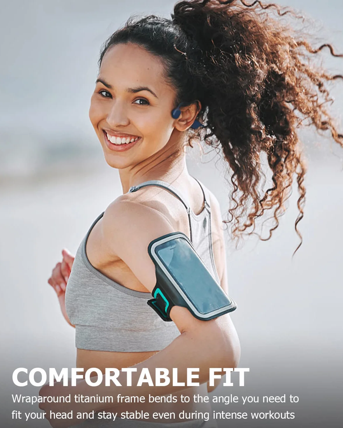 SANOTO Knochenschall Kopfhörer, Open Ear Kopfhörer Bluetooth 5.3 Bone Conduction Kopfhörer Kabellos IPX7 wasserdichte Schweißfeste Sportkopfhörer Kopfhorer für Läufer Fahrrad Radfahren Fitness (Blau)