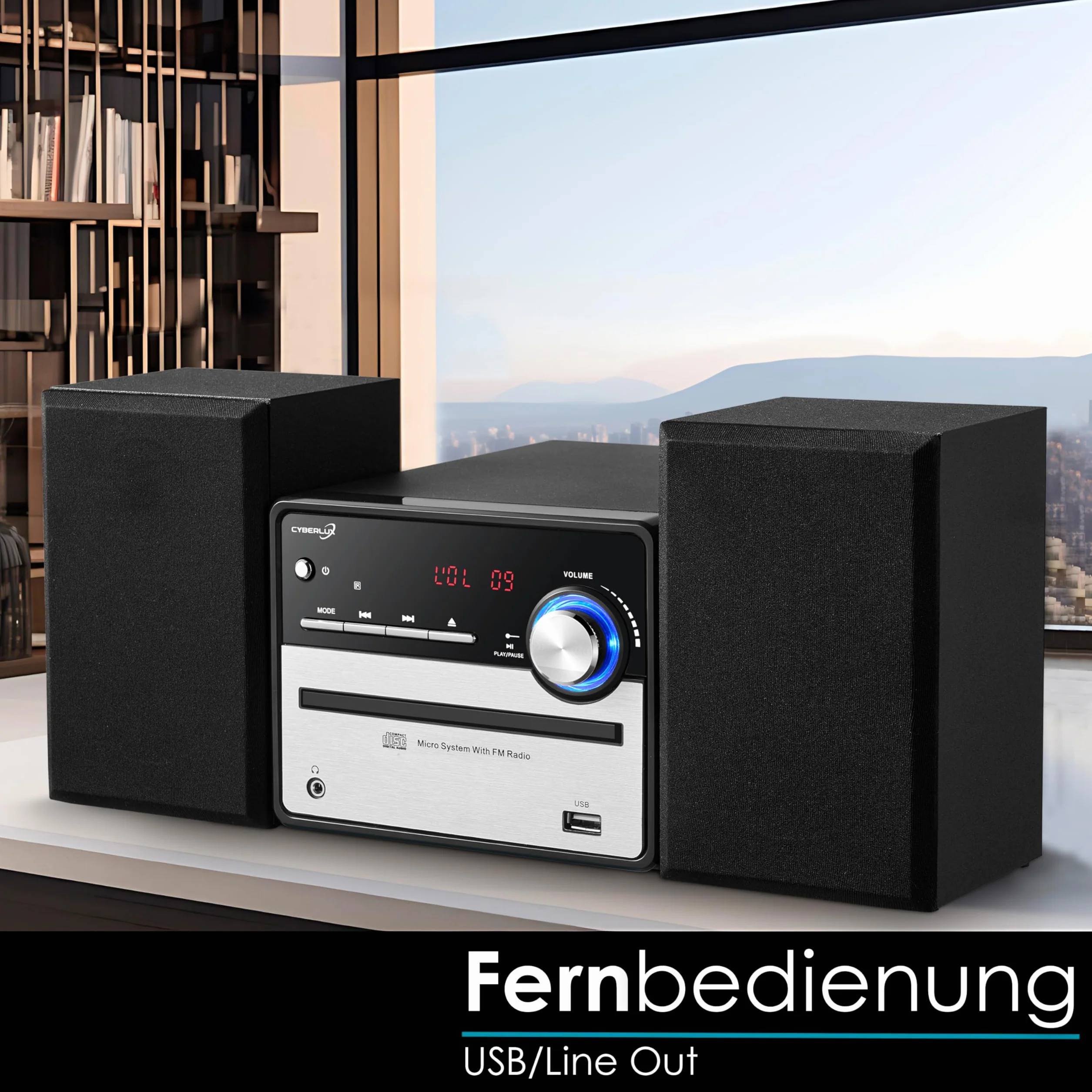 Retro HiFi Musikanlage | Stereoanlage | Kompaktanlage | USB | Line Out | CD/MP3 | FM Radio | 30 Speicherplätze | LED-Display | Mini HiFi Anlage | Stereoanlage mit Boxen |