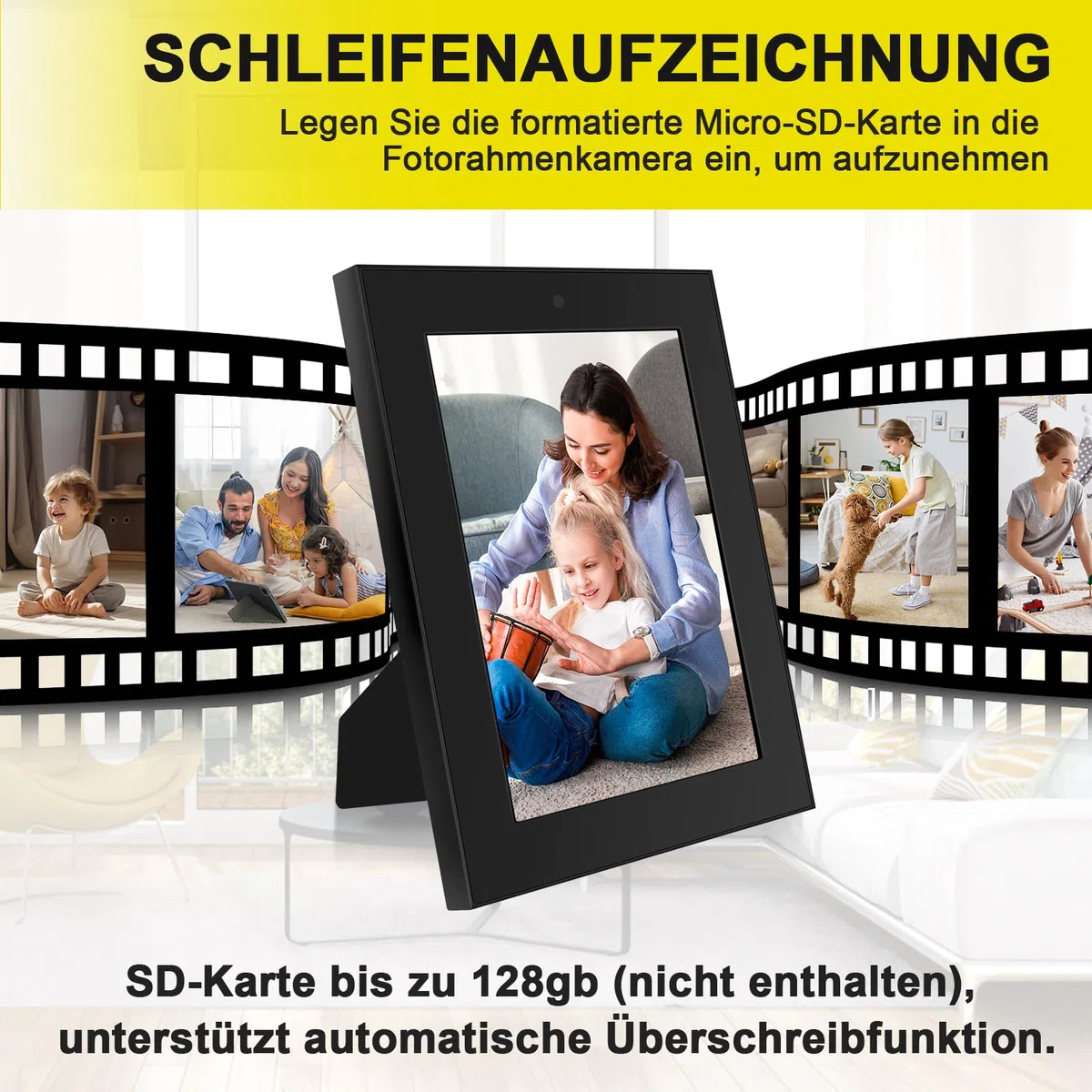 LXMIMI Bilderrahmen Kamera HD 1080P Kleine-Kamera, Fotorahmen Videokamera, Bilderrahmen Kleine Kamera Unterstützung Bewegungserkennung und Loop-Aufnahme, 4 Stunden Akkulaufzeit
