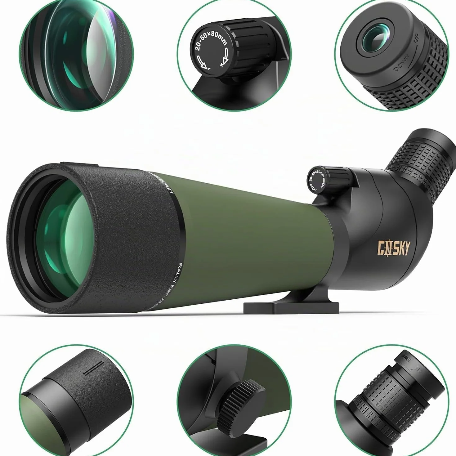 Gosky Spektiv Vogelbeobachtung 20-60 x 80 Porro Prism für sportschützen - wasserdichtes für das Schießen von Vogelbeobachtung Wildlife Scenery