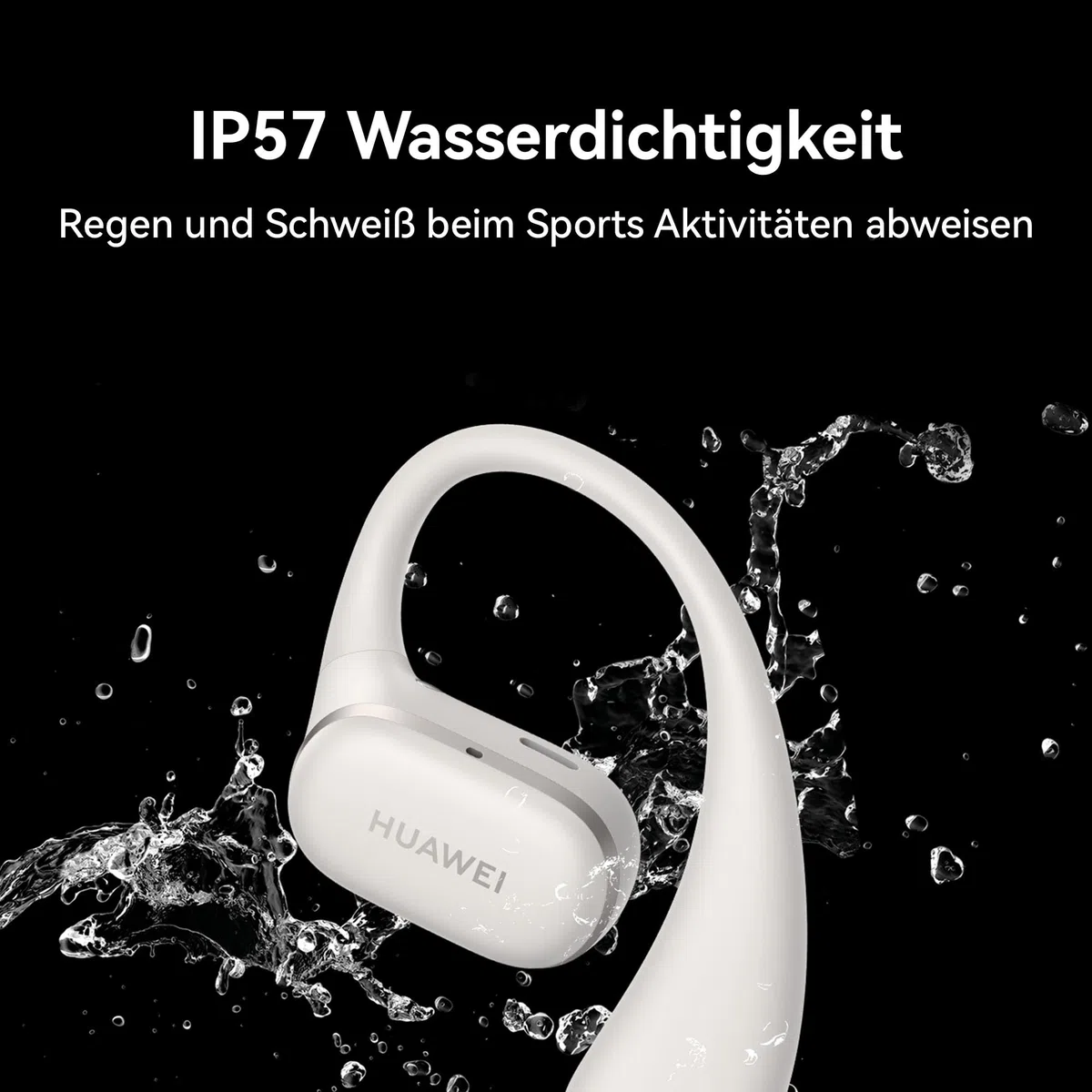 HUAWEI FreeArc Open-Ear Kopfhörer, TWS Bluetooth Sport, Schwarz | Sterling Sound & IP57 Wasserschutz sichern 28h Musik. Ideal für Fitness-Fans beim intensiven schweißtreibenden Workout.