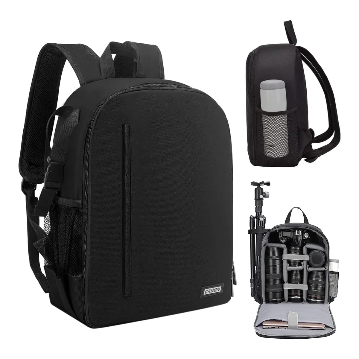 CADeN Kamerarucksack Camera Backpack Wasserabweisend Kameratasche Fototasche Kompatibel mit Sony Canon Nikon（Schwarz）