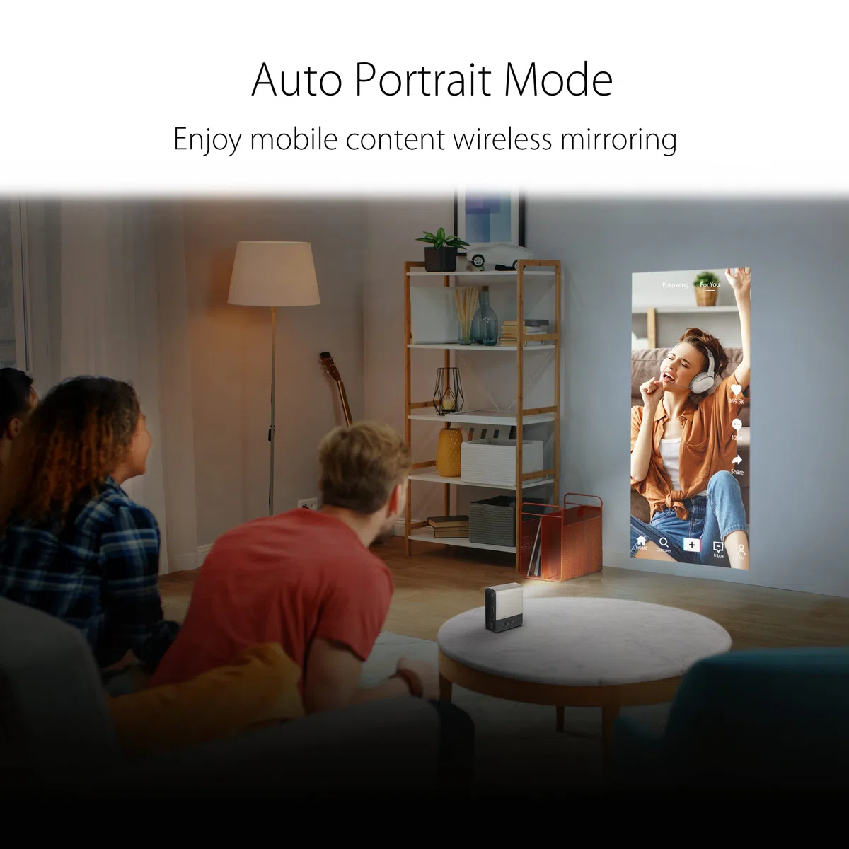 ASUS ZenBeam E2 Mini-LED Projektor (Beamer, Auto-Portrait-Modus, 300 LED-Lumen, WVGA, kabellose Projektion, USB Typ-A. HDMI, 4 Stunden Akkulaufzeit)