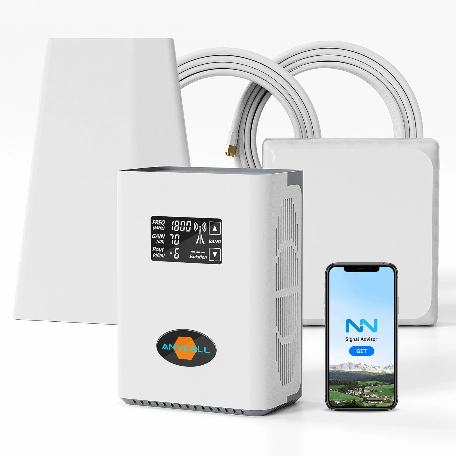 Mobilfunk Signalverstärker auf Band 1/3/7/20, Empfangsverstärker Handy für Zuhause, 5G 4G LTE GSM Repeater mit Hoher Verstärkung, Handynetz Verstärker für O2 E-Plus T-Mobile