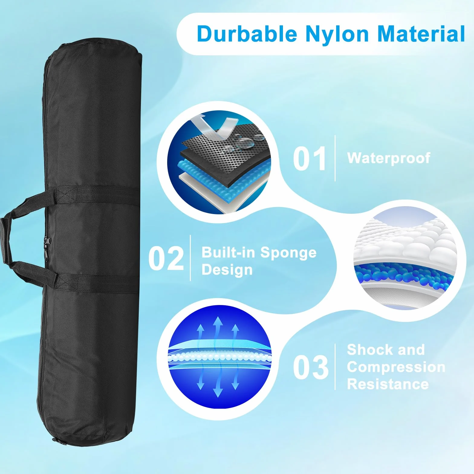 PATIKIL Stativ Tragetasche, 80 x 20 cm Nylon Gepolsterte Stativtasche mit Verstellbaren Schultergurten und Griffen für Lichtständer, Schirme,Mikrofonständer, Lautsprecherständer, Schwarz