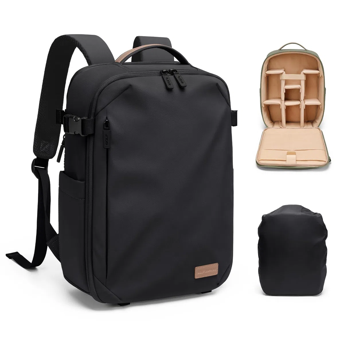 GOLF SUPAGS Kamerarucksack, DSLR SLR Kameratasche mit 14 Zoll Laptopfach und Regenschutz, Kompatibel für Kamera und Objektivstativ Zubehör, Fotorucksack für Outdoor-Aufnahmen und Reisen (Schwarz)
