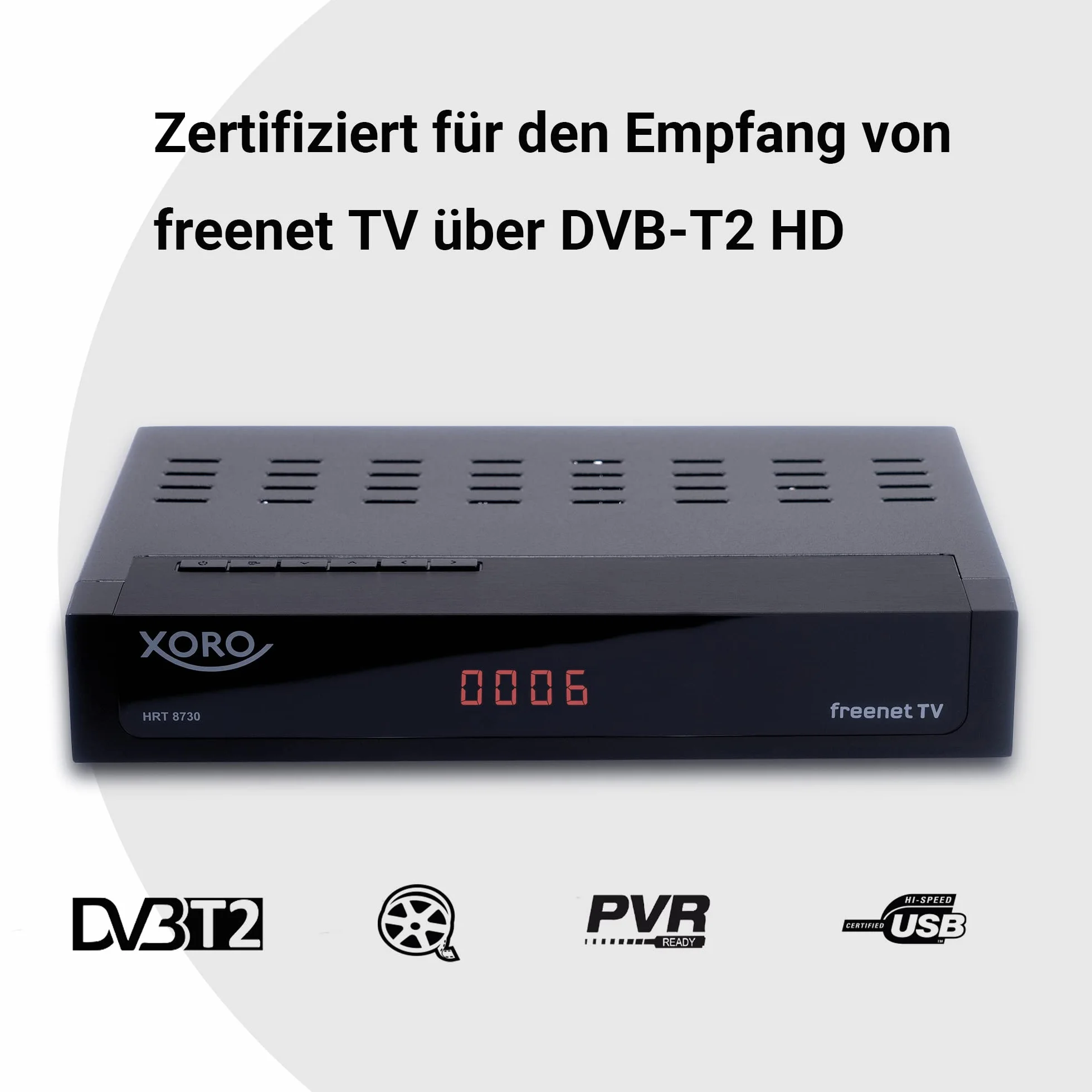 XORO HRT 8730 DVB-C/T2 Combo Receiver Hybrid mit USB Mediaplayer PVR Ready Timeshift Irdeto für Freenet TV