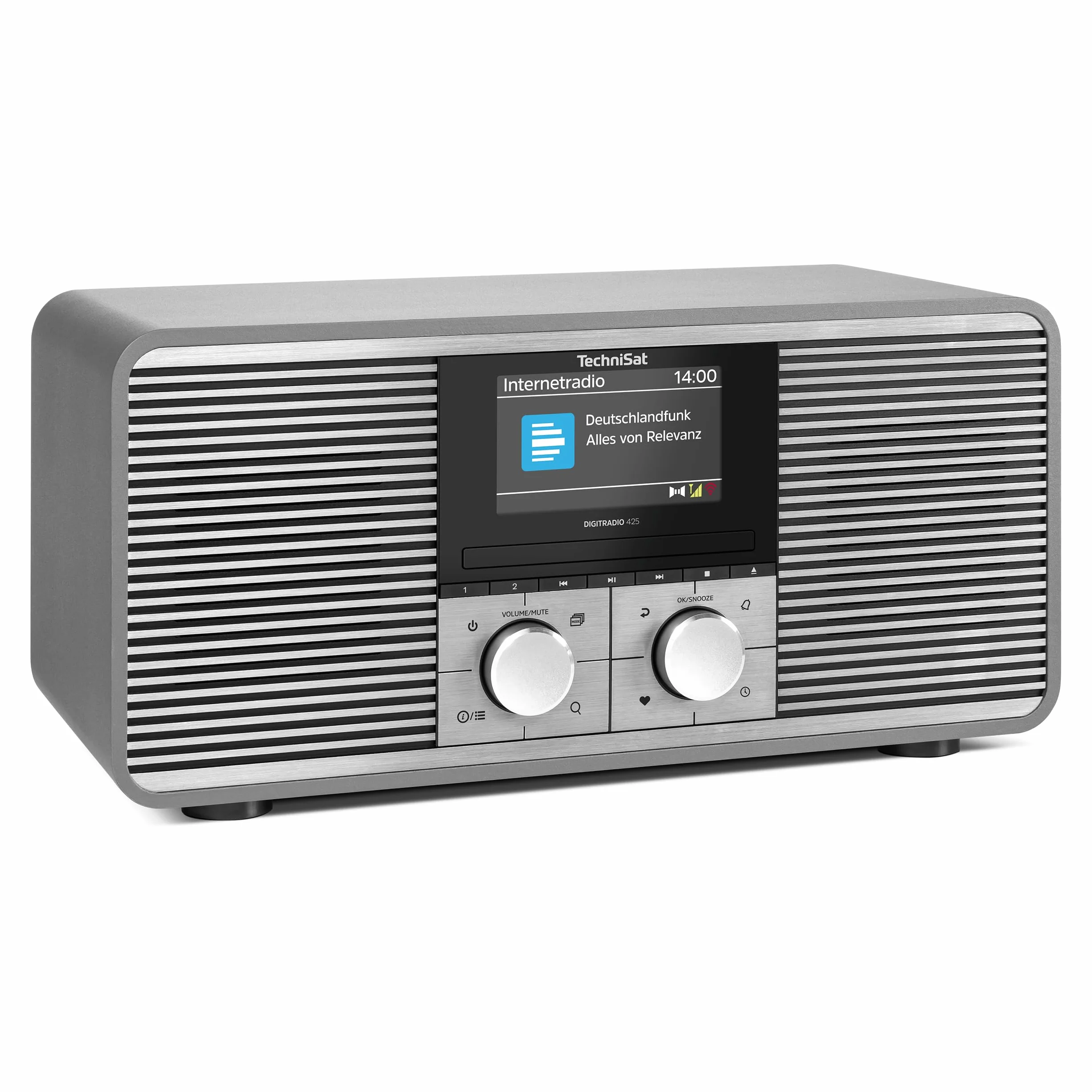 TechniSat DIGITRADIO 425 - Premium Radio mit 40 Watt Stereo Lautsprecher (DAB+, WLAN Internetradio, CD, Bluetooth, großes 4,3 Zoll Farbdisplay, Musik-Streaming, Front aus eloxiertem Aluminium)