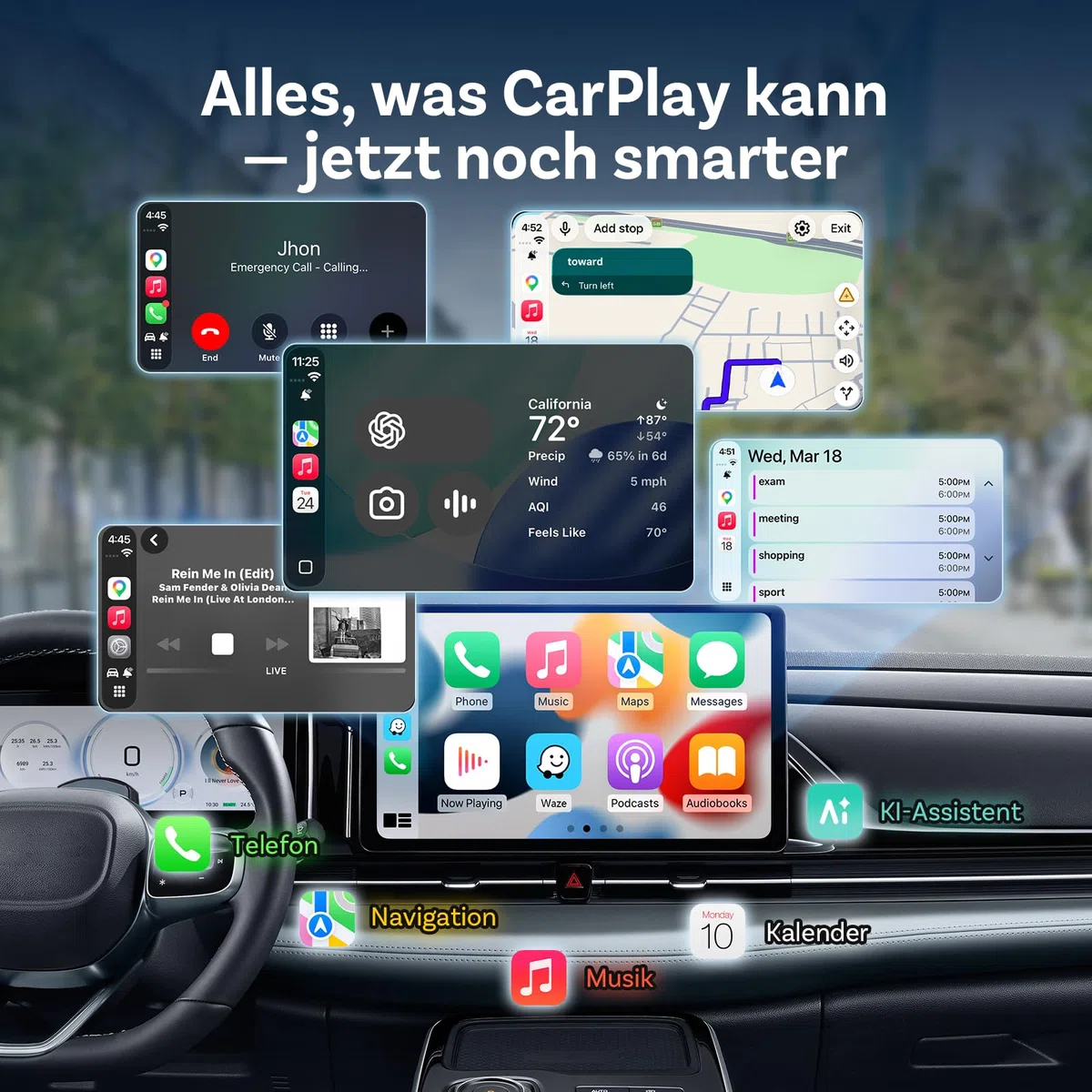 OTTOCAST MINI 3.0 Slim 2026 Upgrade Wireless CarPlay & Android Auto Adapter, 2-in-1 Dongle, Wandelt Kabel auf Wireless um, Schnelle Auto-Connect-Funktion, MINI Cube