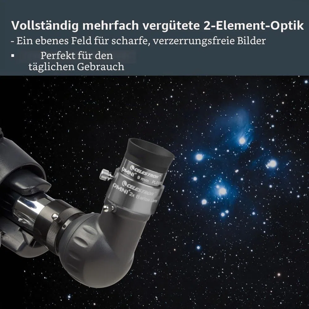 Celestron 93326 Omni Barlow-Linse, Silber, 2 x 1,25 Zoll