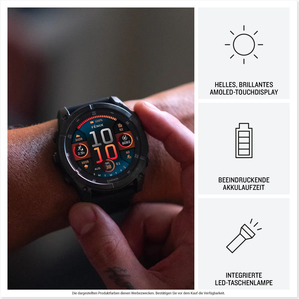 Garmin fēnix 8 47mm Multisport-Smartwatch AMOLED Touchdisplay 16 Tage Akkulaufzeit TOPO-Karten EKG