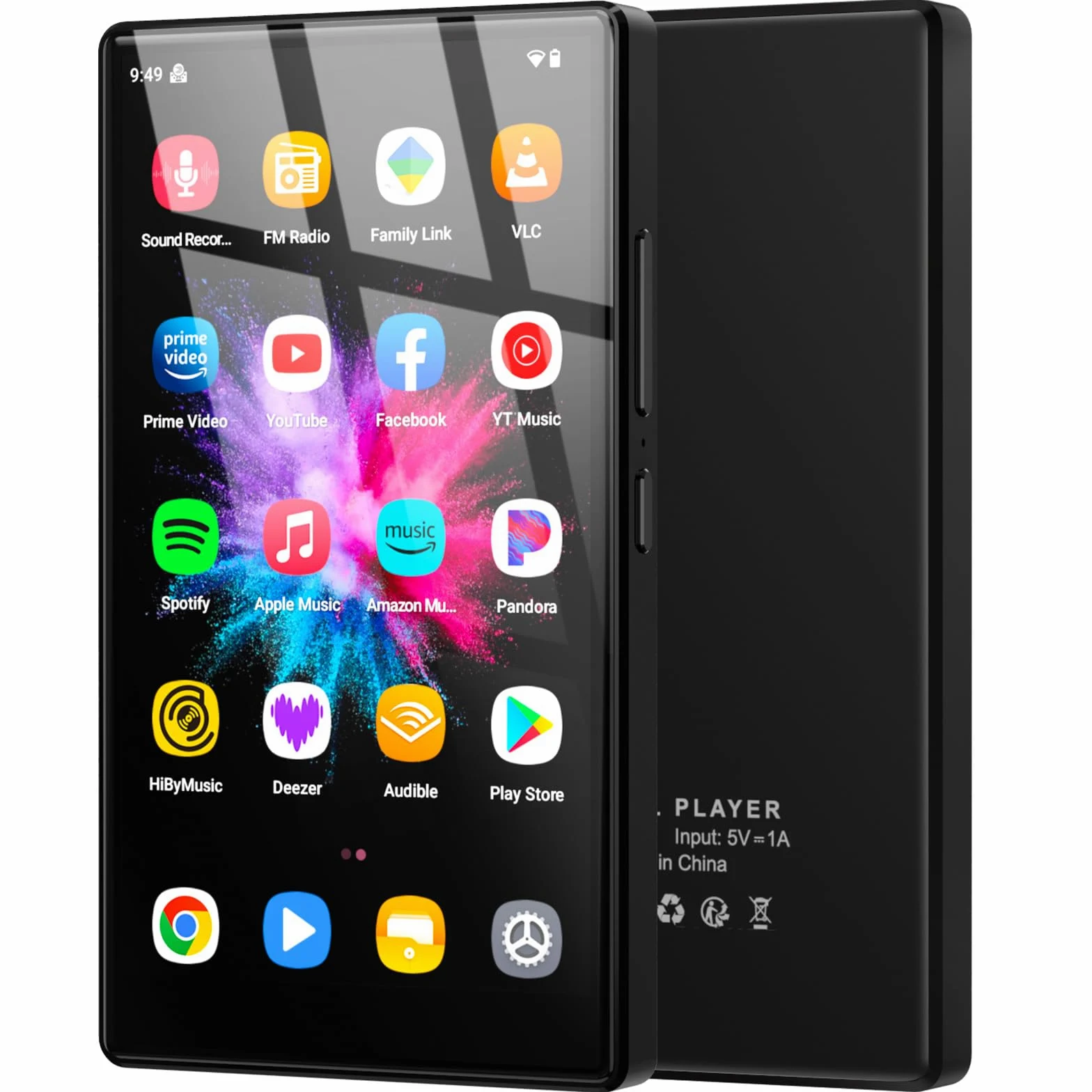 96 GB MP3 Player mit Android 13 OS, 5 Zoll MP3 Player mit Bluetooth und WiFi, 1080P HD MP4 Player, Musik Player mit vorinstallierten von Spotify, Audible und Play Store