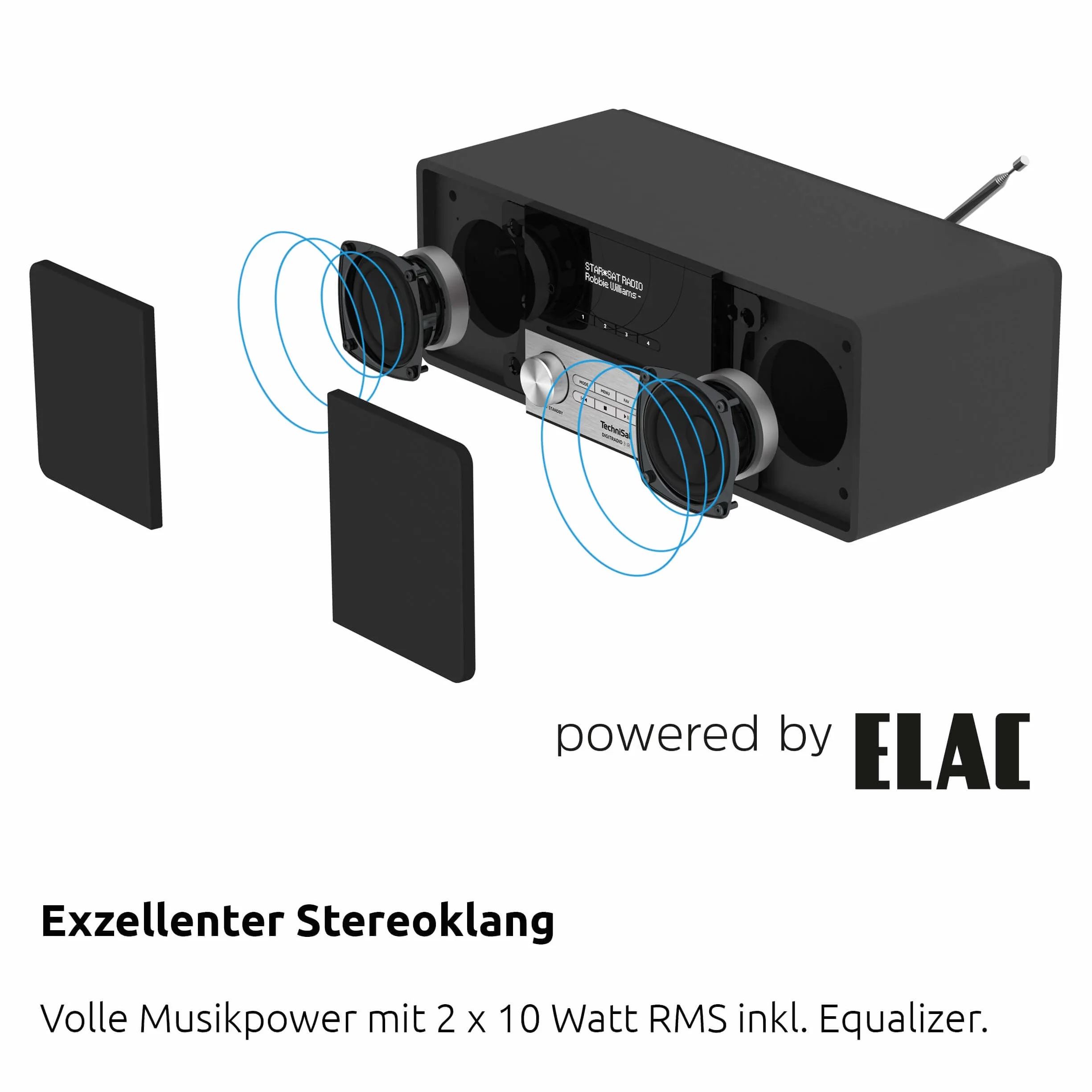 TechniSat DIGITRADIO 3 IR - Stereo DAB Radio Kompaktanlage (DAB+, UKW, CD-Player, Bluetooth, Internetradio, USB, Kopfhöreranschluss, AUX-Eingang, Radiowecker, 20 Watt RMS) schwarz