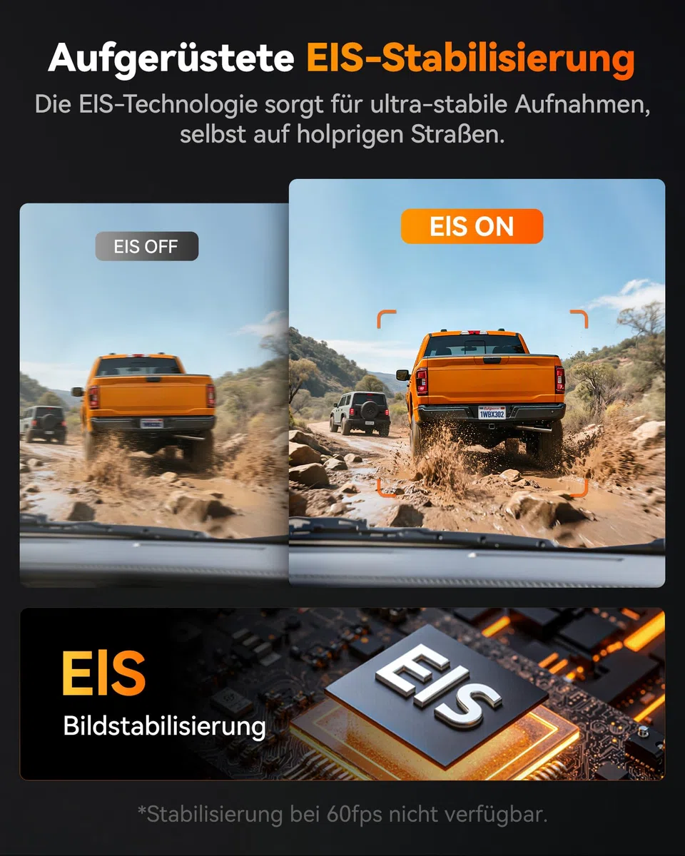 WOLFBOX X3 PRO Dashcam Auto, Dual 5MP STARVIS 2 IMX 675, 1440P 60FPS+1440P ADAS Dashcam Auto Vorne Hinten, Bildstabilisierung mit 5.8GHz WiFi, Sprachsteuerung & Touchscreen, 64GB Karte & GPS Inklusive