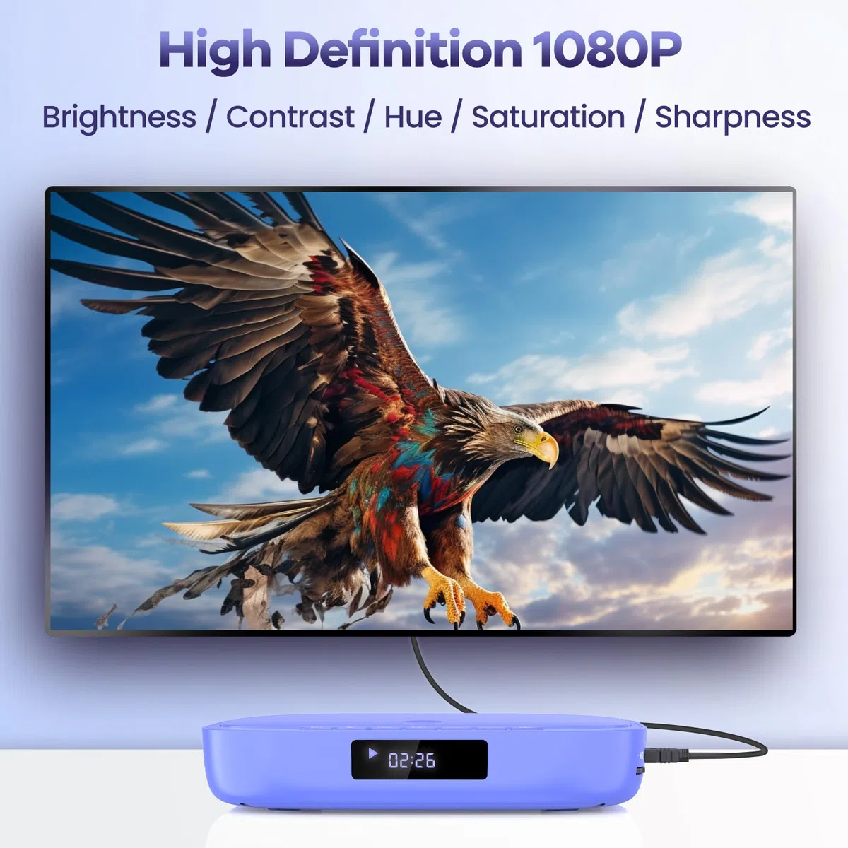Desobry MINI DVD Player, DVD Player für Fernseher TV 1080P Region Free mit HDMI/RCA-Kabel und Fernsteuerung, CD/DV-Plyaer Unterstützung USB/TF Karte Eingang, Breakpoint-Speicher