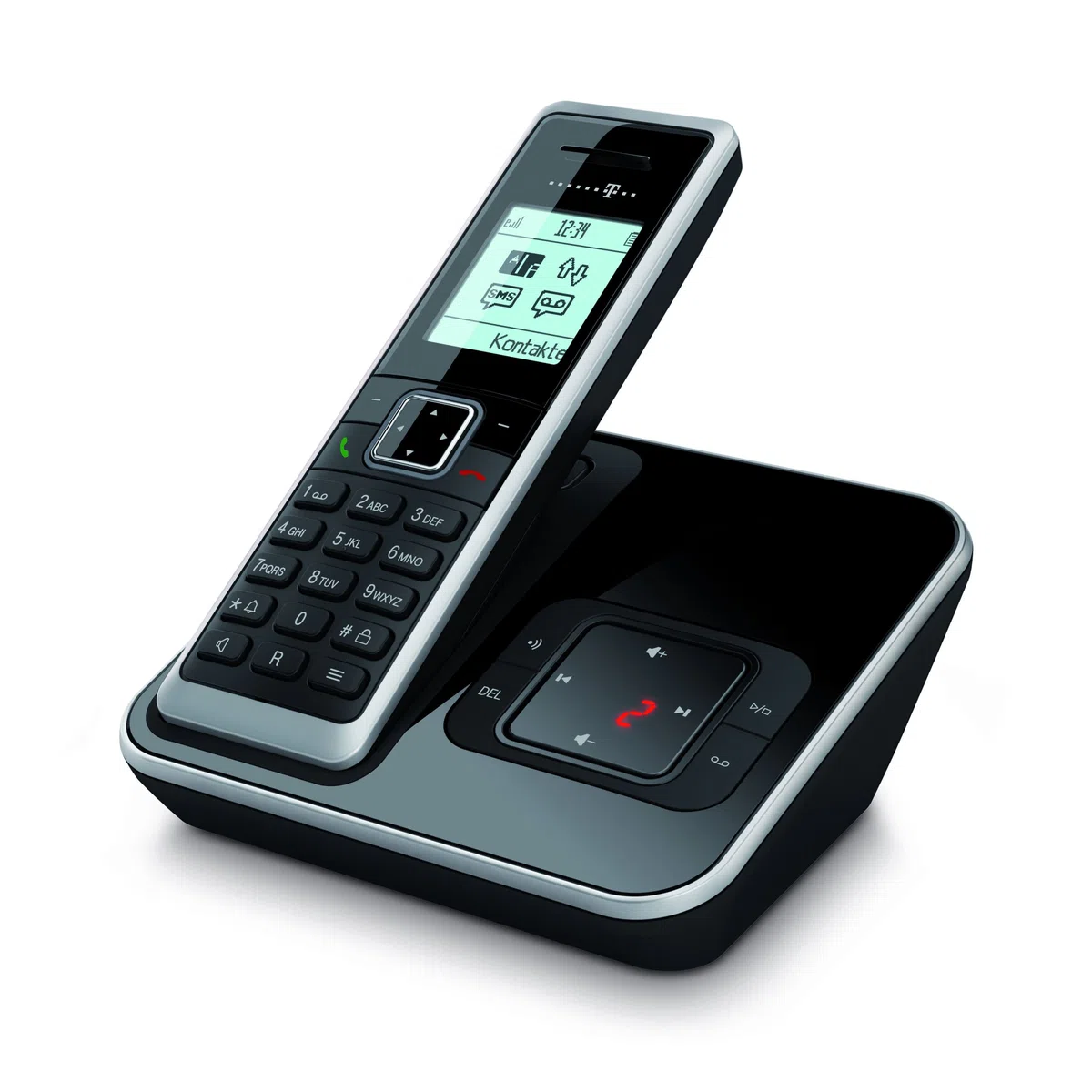 Telekom Sinus A 206 Schnurlostelefon mit Anrufbeantworter und Grafikdisplay (Farbe: schwarz, 150 Telefonbucheinträge, 20 Min Speicherdauer AB, monochromes Grafikdisplay)