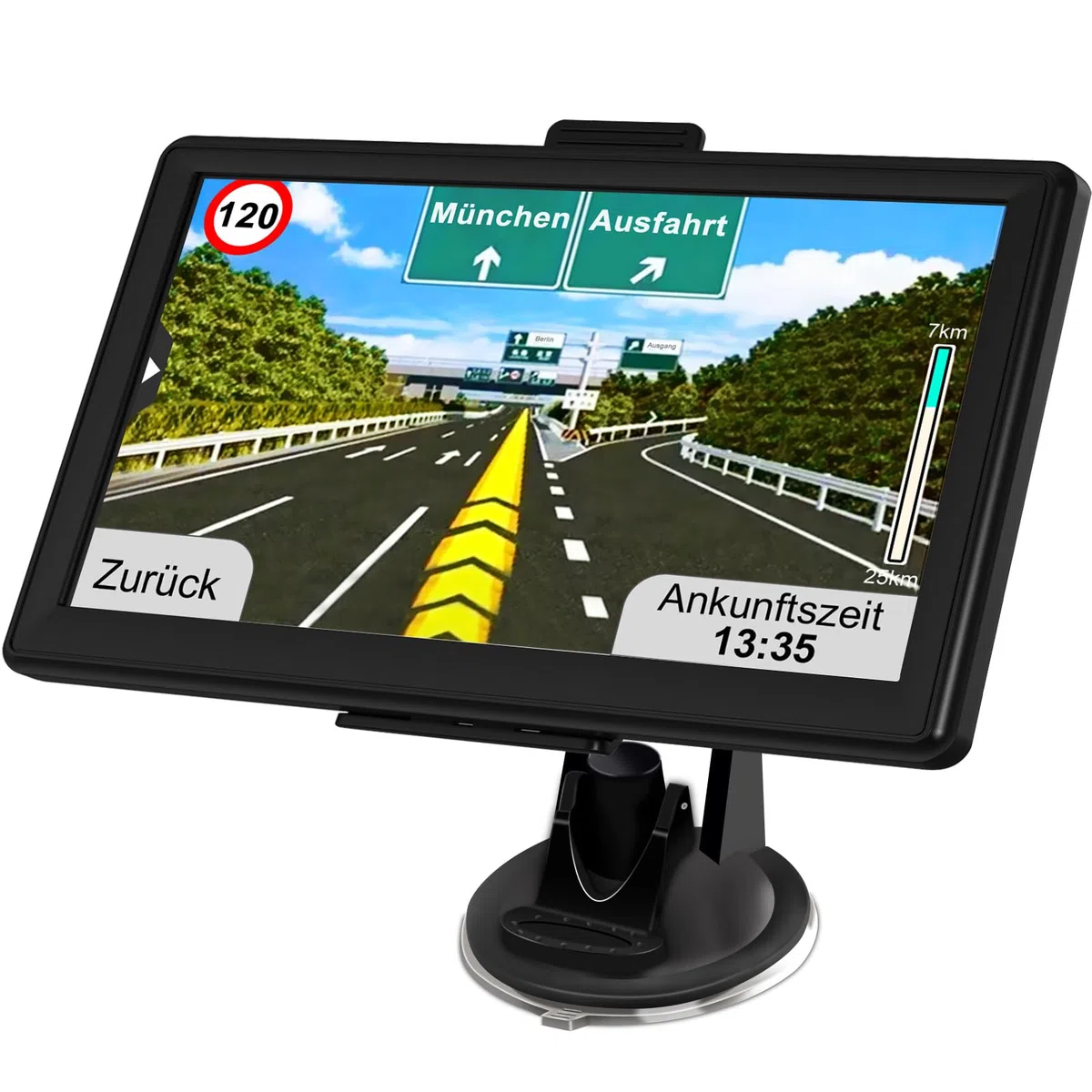 GPS Navigationsgerät für Auto und LKW - 7 Zoll Navigation mit Europa UK Karten, Lebenslang Kostenloses Kartenupdate, Blitzerwarnung, Sprachführung, POI, Fahrspur (8GB)