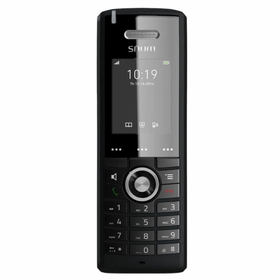 Snom M65 Professional DECT-Mobilteil (250 Stunden Standby, 2 Zoll 176 x 220 Pixel TFT, SW OTA-Upgrade, Vibrationsalarm, Gürtelclip, beleuchtete Tastatur), Schwarz, 00003969
