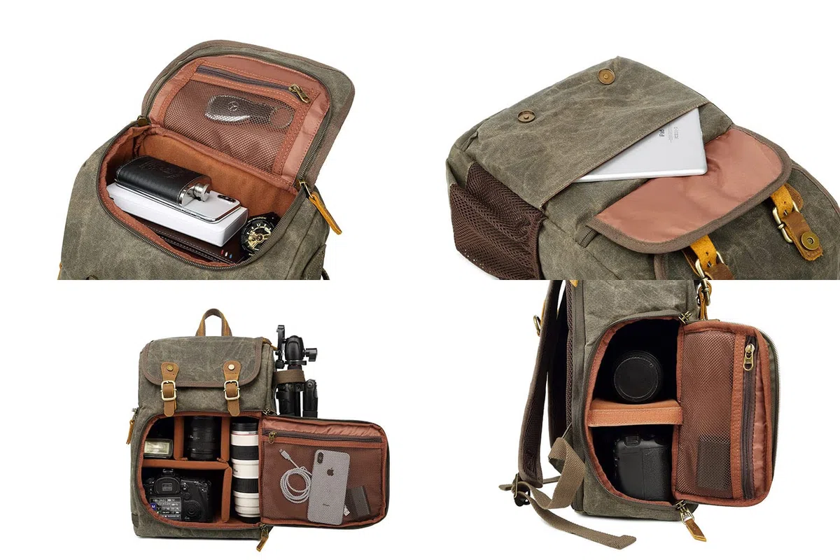 YuanWen DSLR-Kamera-Rucksack, große Kapazität, vorne offen, wasserdicht, stoßfest, SLR/DSLR-Kamera-Rucksack, Kamera-Reisetasche, professionelle Kameratasche