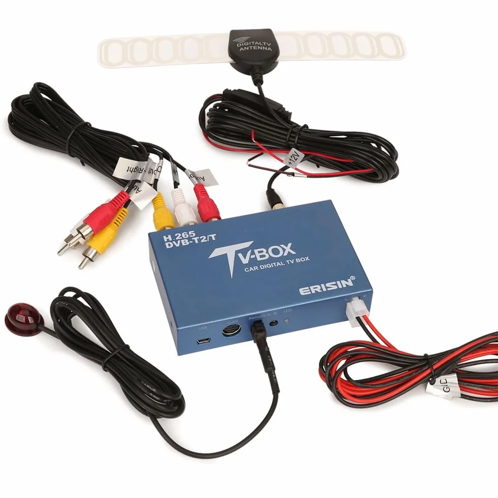 Erisin Auto/KFZ Mobile HD DVB-T2/T Box Digital TV Empfänger HEVC(H.265) H.264 MPEG-2/4 Antenna TV Box ES336