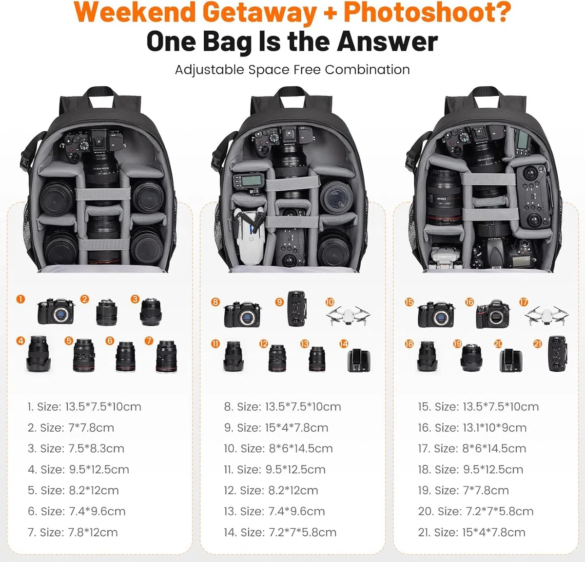 Cwatcun Kamerarucksack Wasserbeständig Fotorucksack Professioneller Kameratasche für spiegellose SLR DSLR, kompatibel für Sony Canon Nikon Kamera und Objektivstativ Zubehör (2.0 klein, Schwarz)
