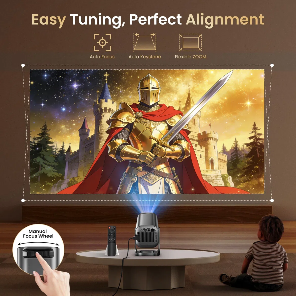 Mini Beamer 4K 1080P Projektor Tragbarer 22000L Android 12.0 WiFi 6 Bluetooth 5.4 Auto Keystone 270° Dreh HDMI USB