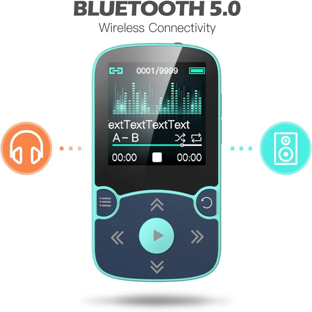 AGPTEK MP3 Player Bluetooth 5.0 Sport 32GB mit 1,5 Zoll TFT Farbbildschirm, Mini Musik Player mit Clip, Unterstützt bis 128GB TF Karte, mit unabhängiger Lautstärketaste, Blau