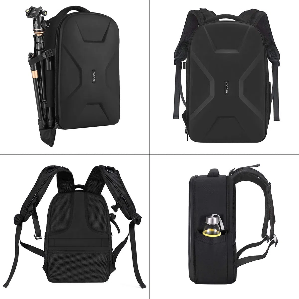 MOSISO Kamera Rucksack, DSLR/SLR/Spiegellose Fotografie Kameratasche 15-16 Zoll Wasserdichte Hartschale Hülle mit Stativhalter & Laptopfach kompatibel mit Canon/Nikon/Sony, Schwarz