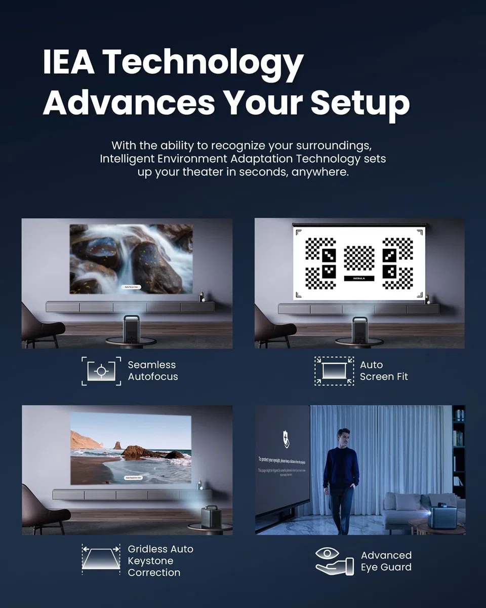 Nebula Cosmos Laser 4K, Smarter Laser-Projektor, 2400 ISO Lumen, Automatische Trapezkorrektur, Dolby Audio, Android TV 10.0, 4K Beamer für Partys (Generalüberholt), Black+Gray
