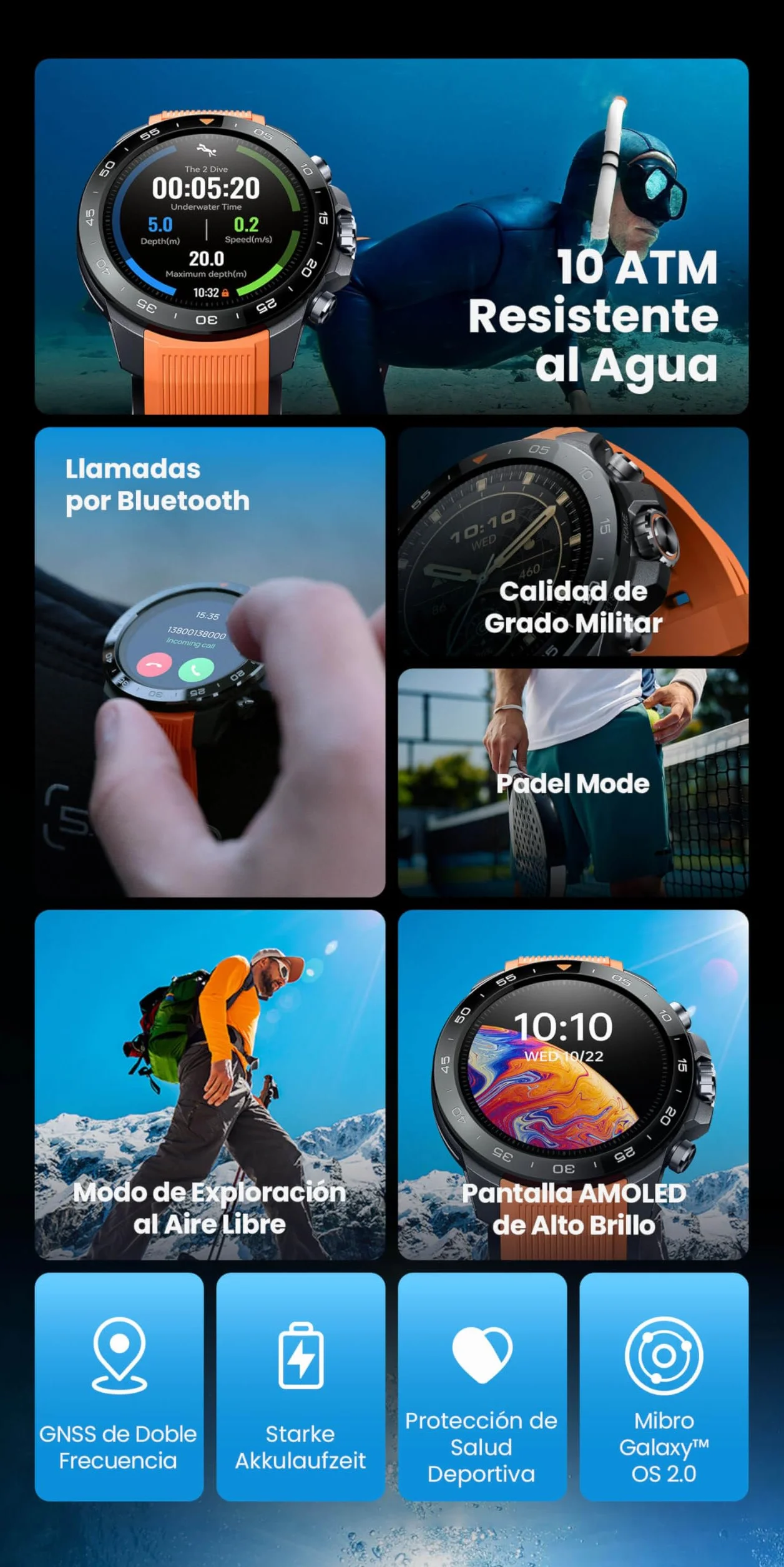 Mibro GS Explorer S Smartwatch Herren, Robuste Outdoor Smartwatch für Arbeit & Sport, 1,32" AMOLED, 10ATM Wasserdicht, Bluetooth-Anrufe, Fitness Tracker mit Langer Akkulaufzeit