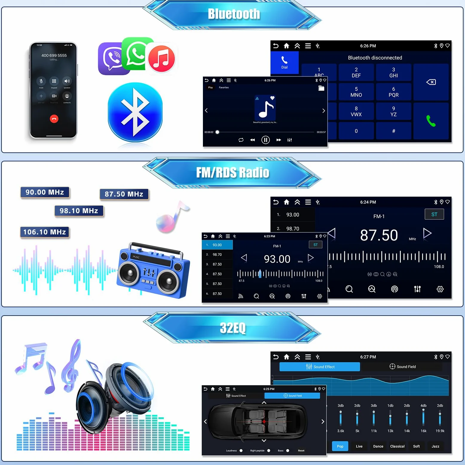 Android 15, 4G+128G GOHHDL Autoradio 2Din für FIAT Ducato/Citroën Jumper/Peugeot Boxer 2010 Carplay Android Auto, 9 Zoll Autoradio 2Din mit GPS WLAN Bluetooth FM/RDS EQ SWC AHD Rückfahrkamera&MIC