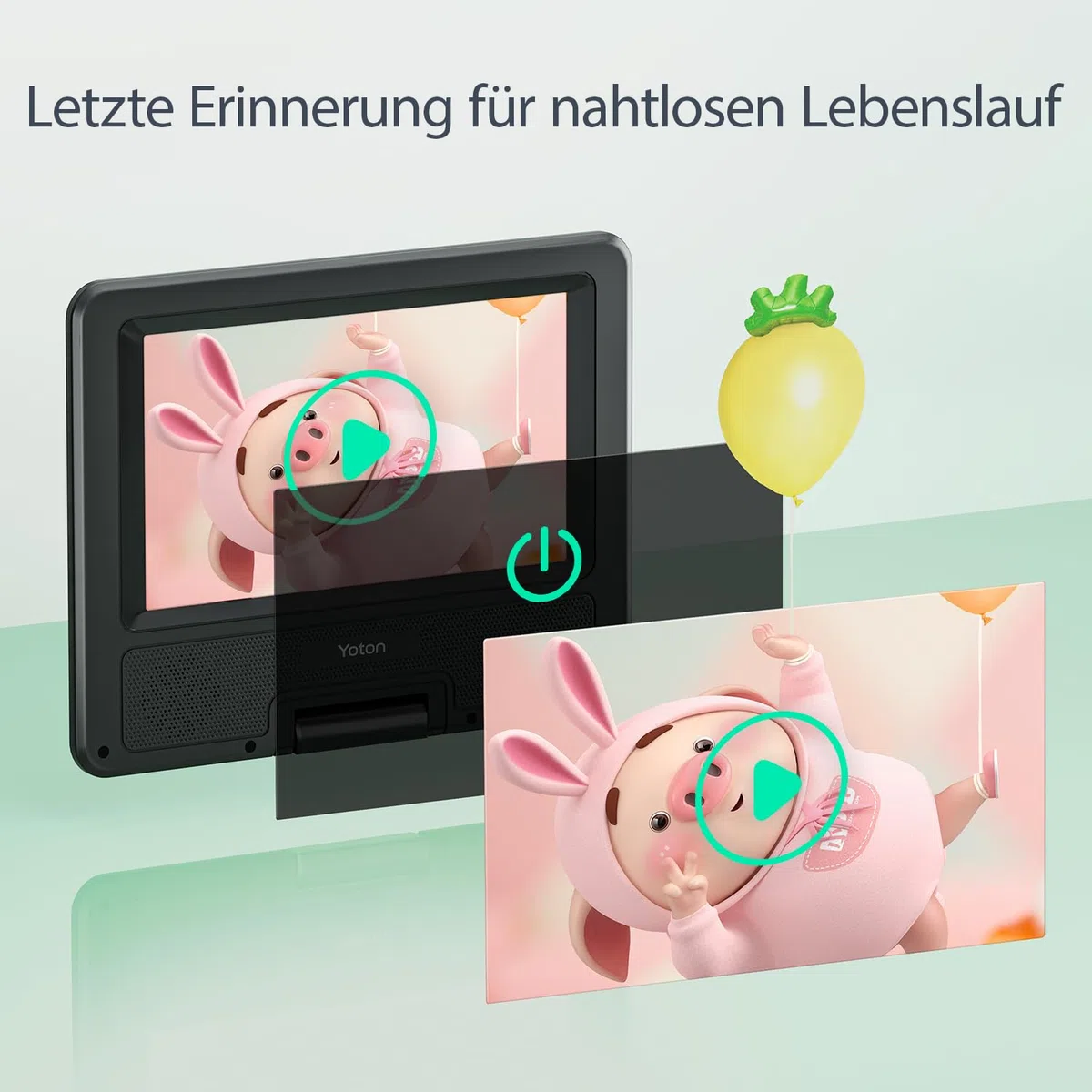 9,5" Tragbarer DVD-Player für Kinder im Auto mit 7,5" HD-Schwenkbildschirm, Stereo-Lautsprechern, 6 Stunden Akkulaufzeit, Sync-TV/USB/SD-Karte-Unterstützung [Kein Blu-ray Support]