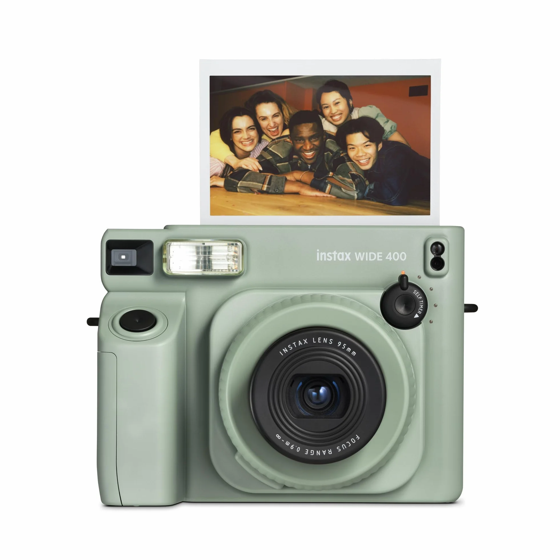 FUJIFILM instax Wide 400 Sofortbildkamera, Analoge Instantkamera, Selbstauslöser, Selfie-Funktion, Retro-Design, Grün
