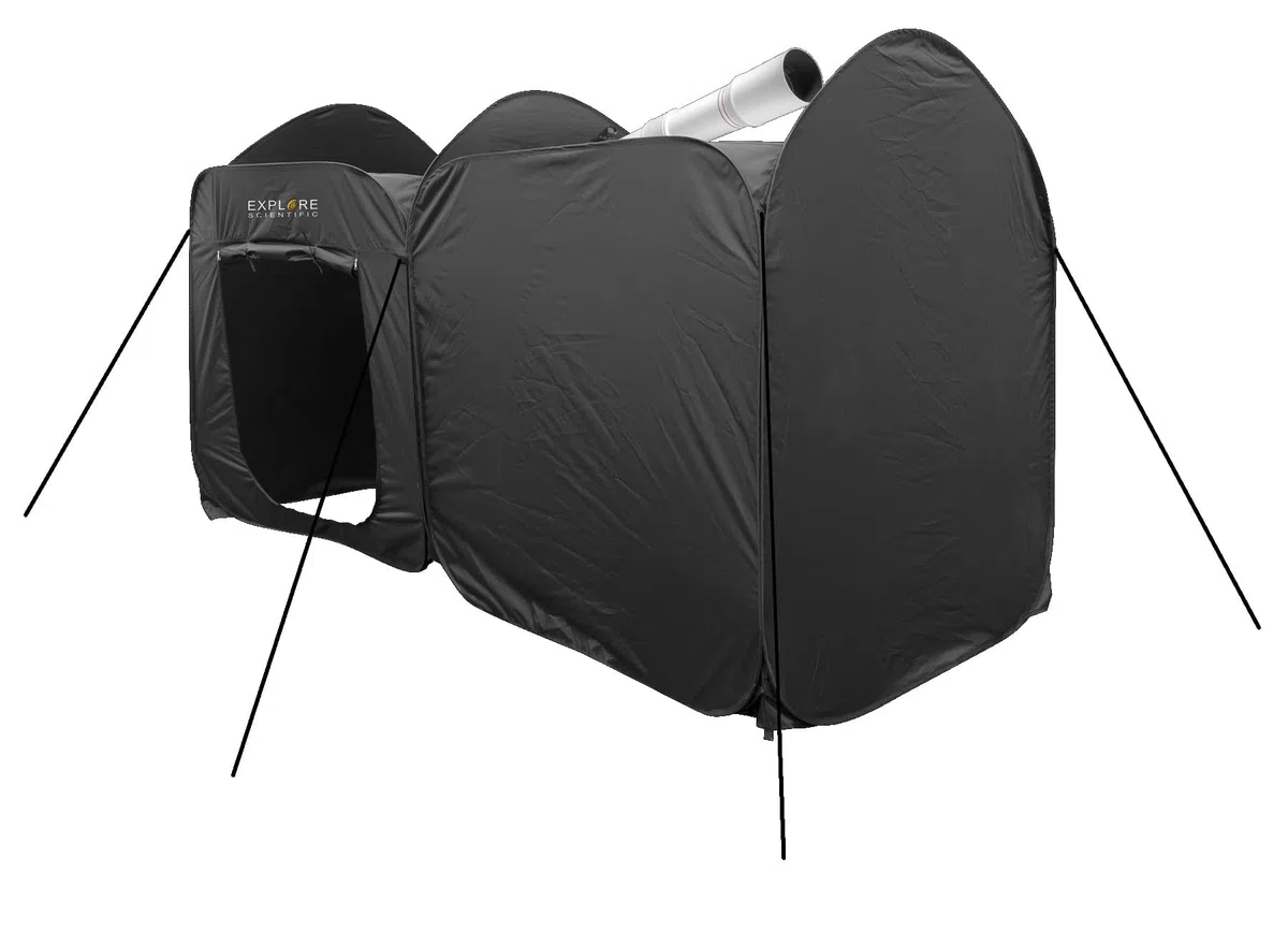 Explore Scientific Zwei-Raum Pop-Up-Sternwartenzelt, tragbar, schnell aufgebaut, Wetterschutz für Teleskope, 5 m², schwarz, für Astrofotografie