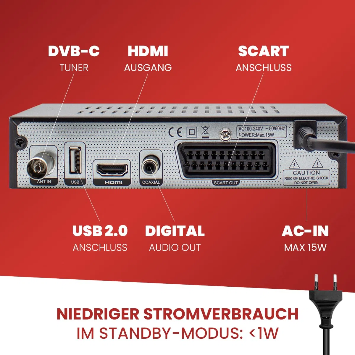 Zehnder HX 2100 Full HD Kabel Receiver DVB-C mit PVR Aufnahmefunktion SCART USB