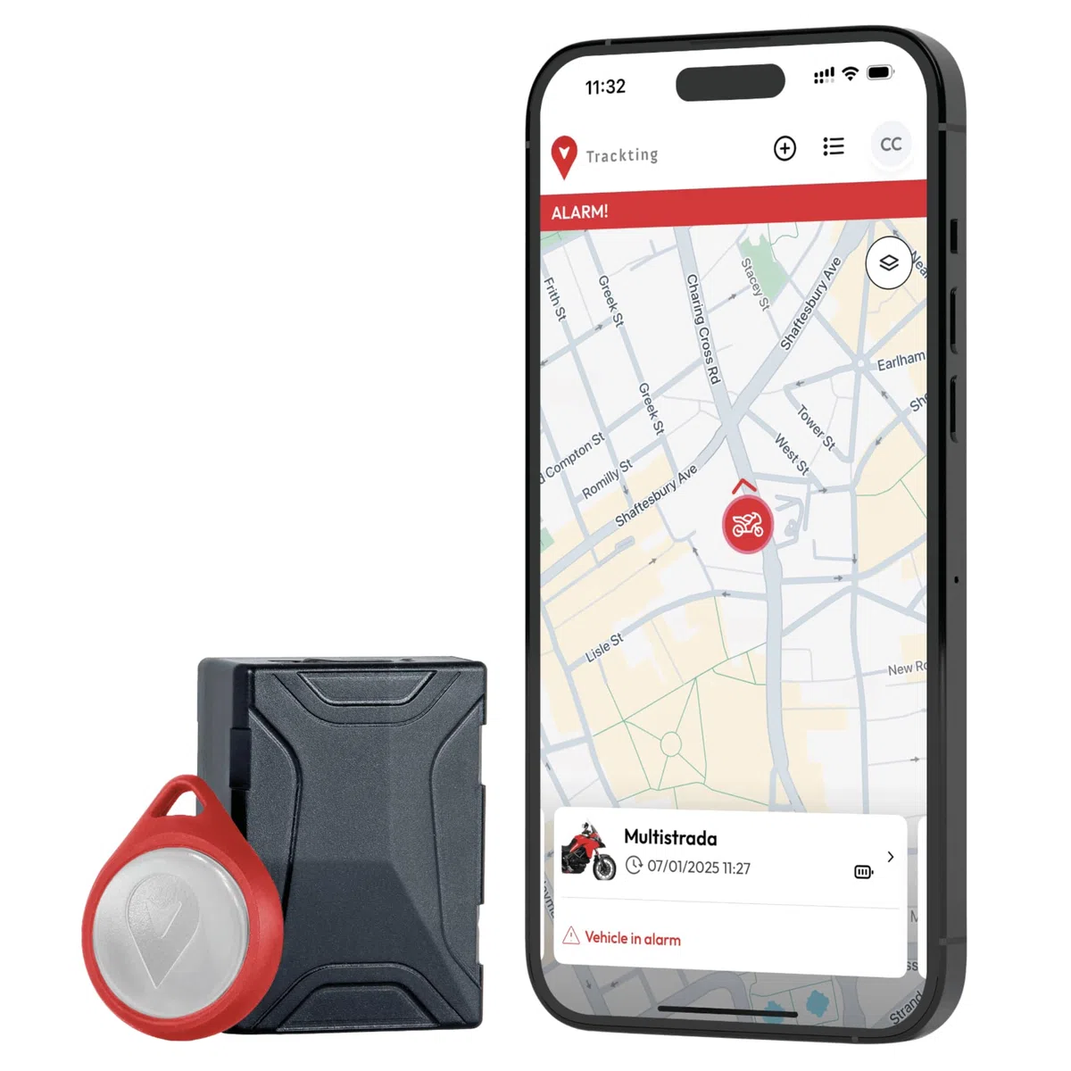 Trackting ONE – Anti-Diebstahl GPS Gerät für Auto & Motorrad | GPS Tracker für Autos, Motorräder, Fahrzeuge | integrierte SIM (4G/2G) – ABO erforderlich | Keine Verkabelung, Lange Batterielaufzeit
