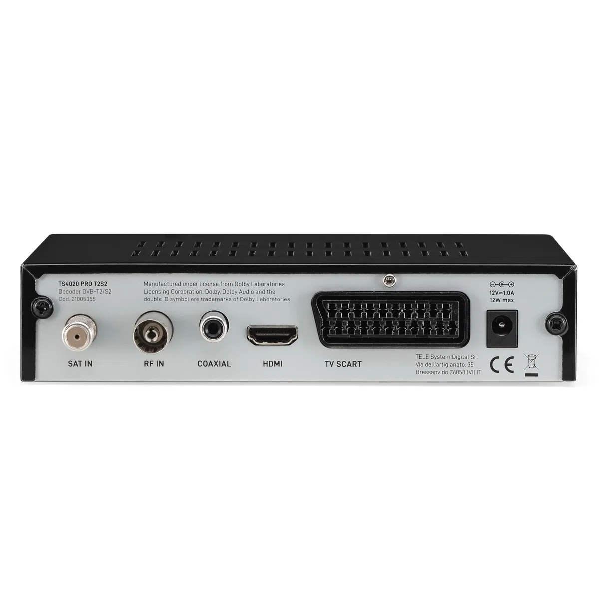Tele System 2024 TS4020 PRO Digitaler terrestrischer und Satelliten-Decoder, DVB-T/T2 und DVB-S/S2 HEVC HD HDR10 HLG, Einzelfernbedienung