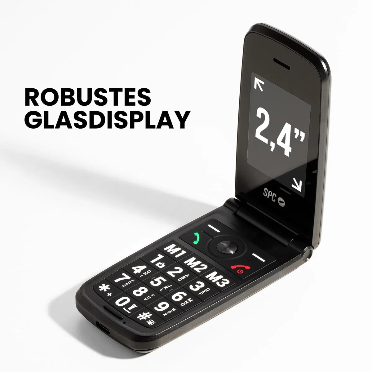 SPC Titan 2 – Klapphandy für Senioren, 4G, große Tasten, lauter Klingelton (105 dB), 2,4”-Display | Einfach zu bedienen und fern-konfigurierbar | 3 Direktwahltasten | Akku hält bis zu 7 Tage – Schwarz